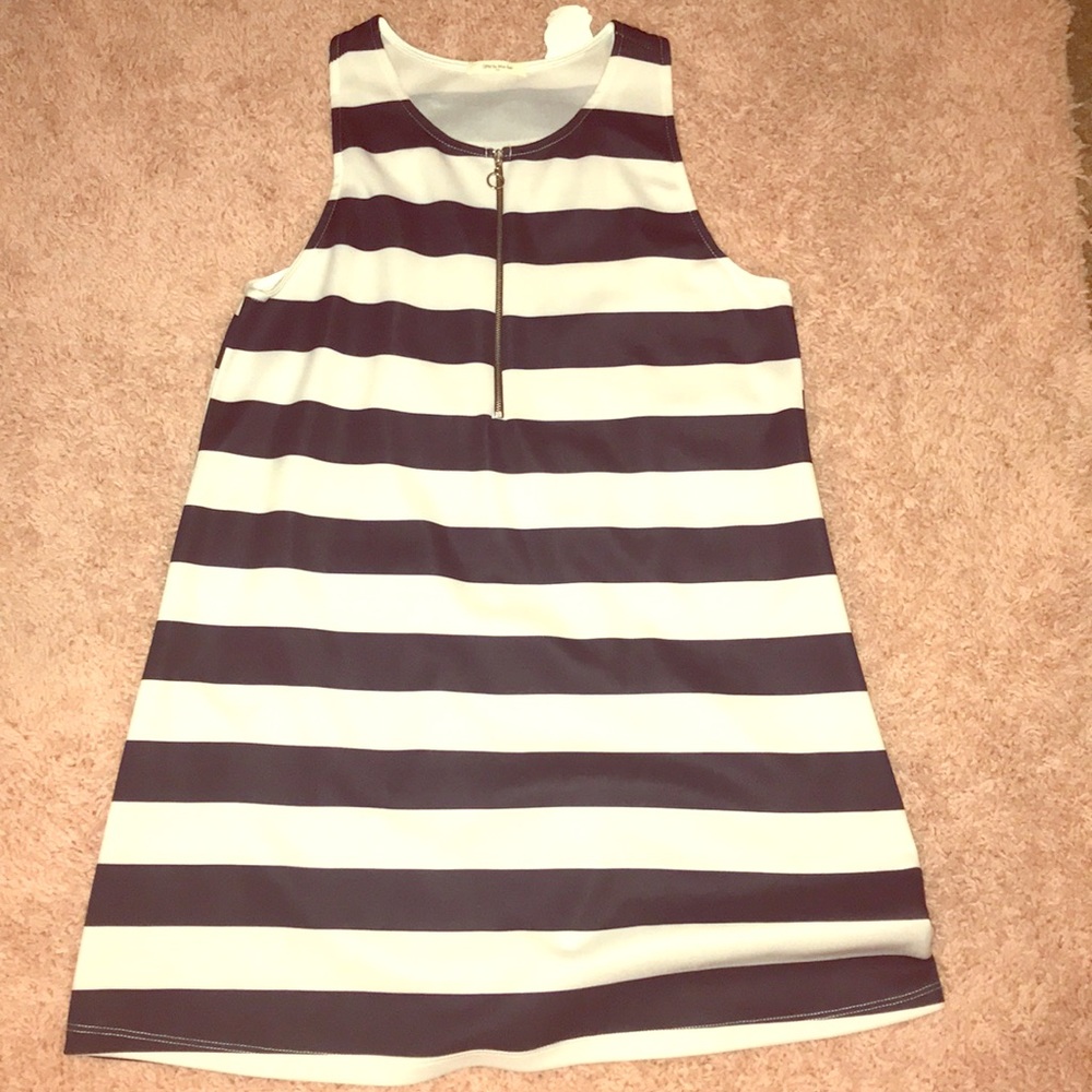 12PM by Mon Ami Navy And White Zip Dress